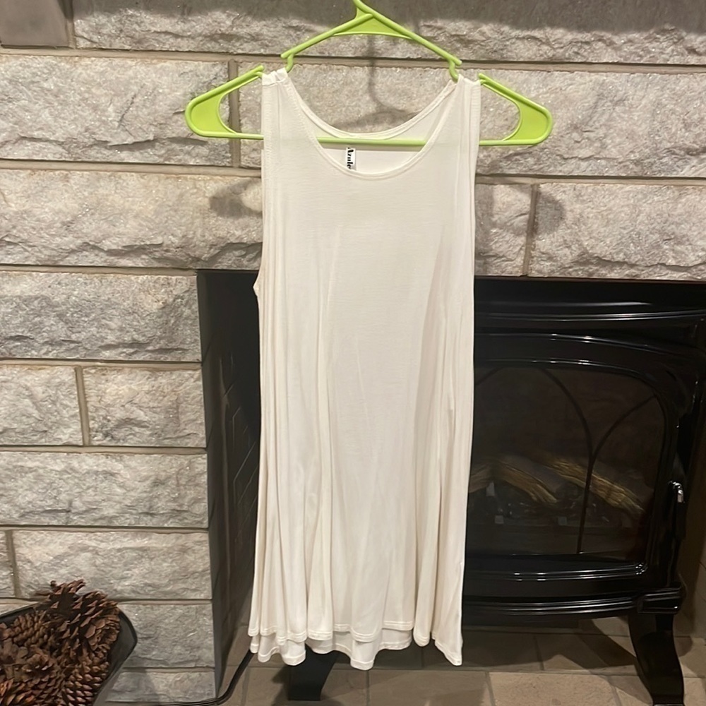 Azules Sleeveless White Tunic Tank Sz Small